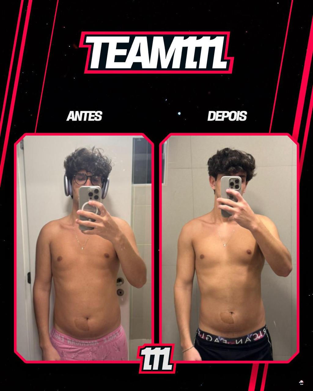 Antes e depois de Andre Manzano, aluno lm team